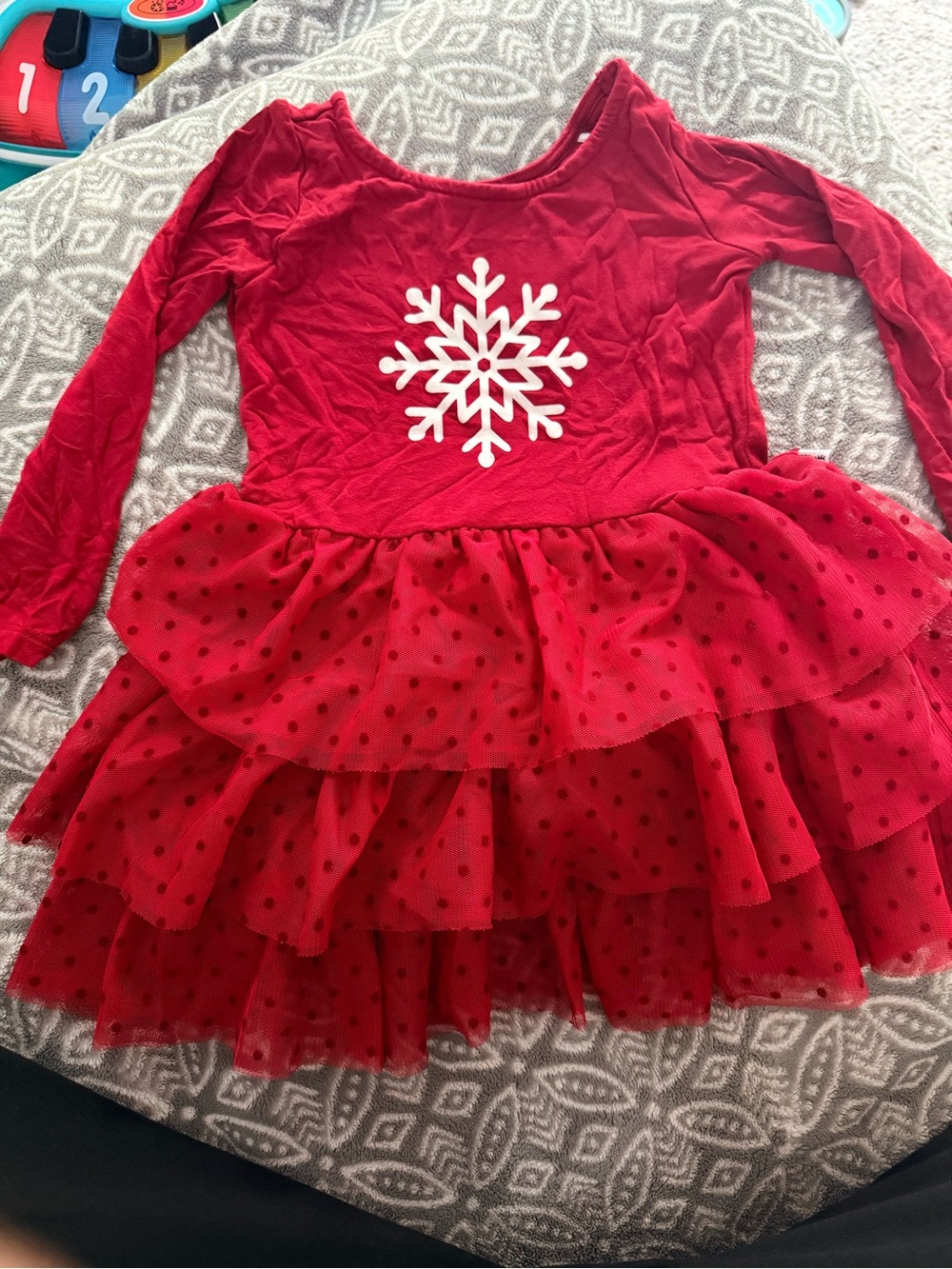 Girls' Red Snowflake Tulle Tutu Dress - Holiday Dress with bloomers
